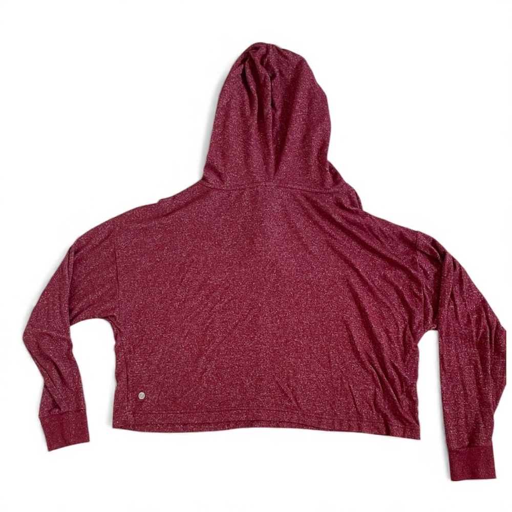 Zella Cropped Boxy Hoodie Red Wine-Burgundy Sweater Medium - Picture 4 of 5